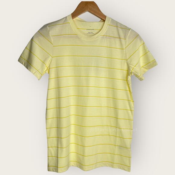 Everlane Striped Organic Cotton Crewneck Tee | Small | Yellow Short Sleeve Chic - Picture 1 of 6